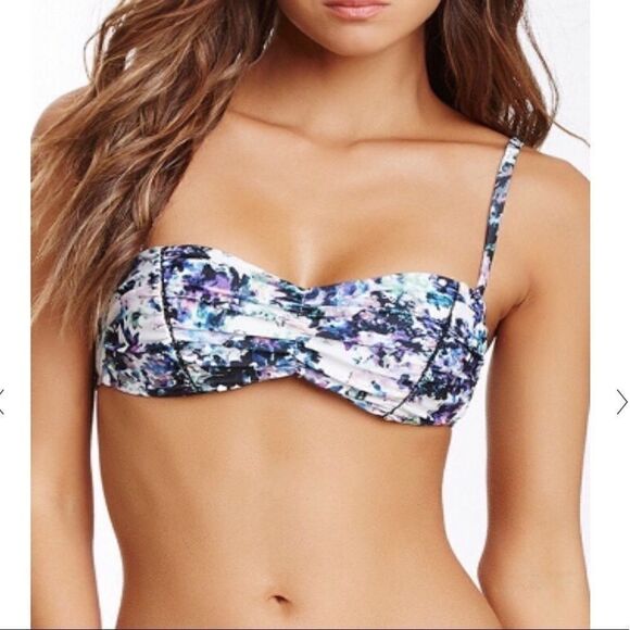 Badgley Mischka Fiona Shirred Swim Top Size 6 - Picture 1 of 9